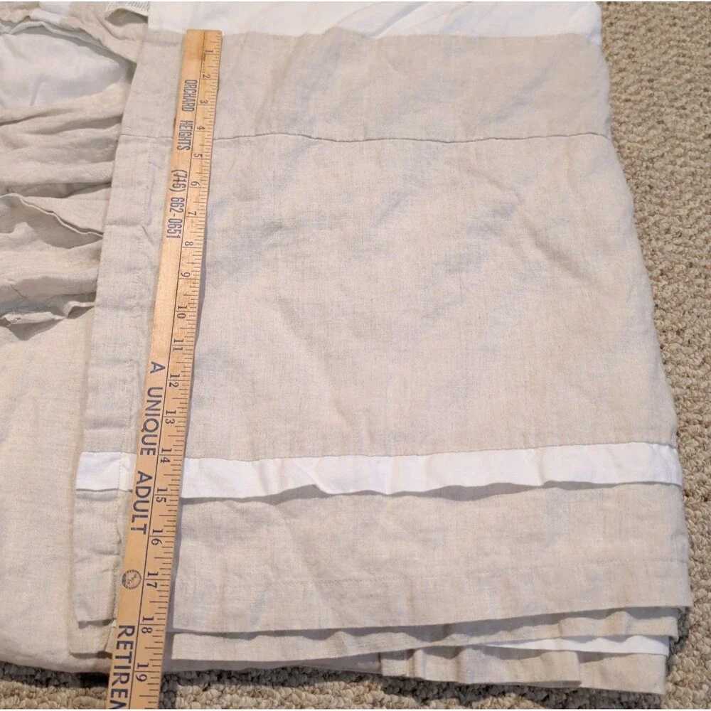 Pottery Barn Linen Cotton Tiered Bed Skirt Queen Beige White Classic Minimalist